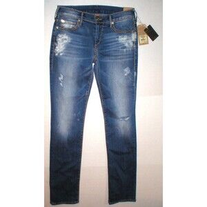 New Womens True Religion Brand Jeans Cora Super T Crock Blue Tide 28 NWT USA